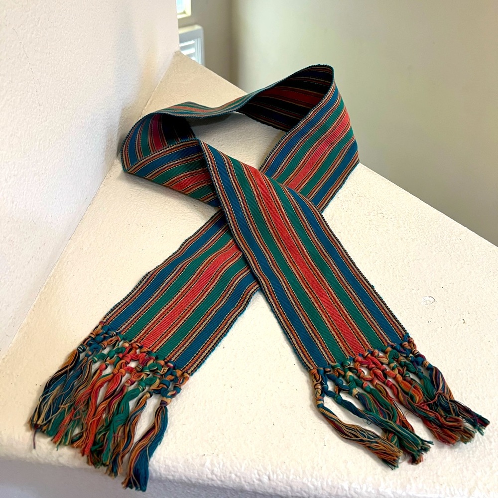 Vintage Woven Wrap Belt multi Colorful Peruvian One Size Womens. Lengt…